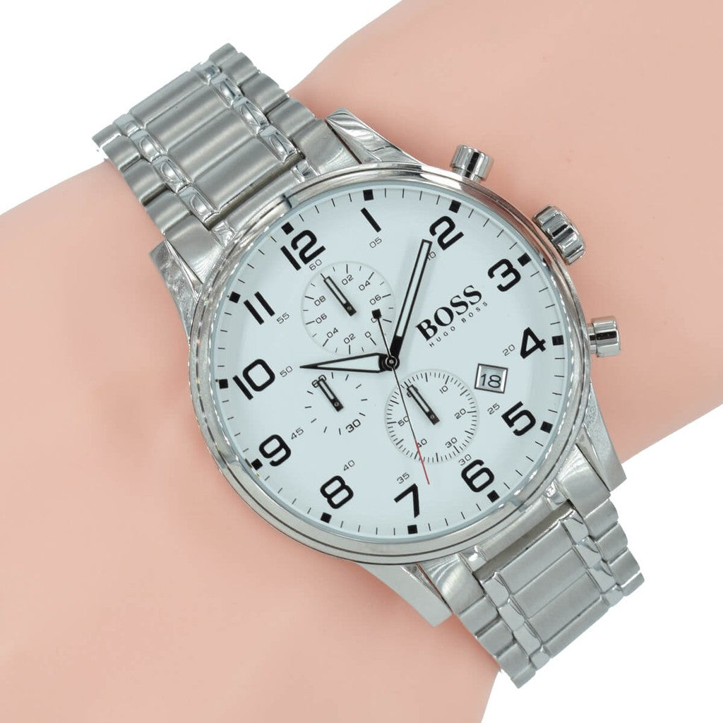 Buy Hugo Boss Mens Quartz Stainless Steel White Dial 44mm Watch - 1513182 in Pakistan