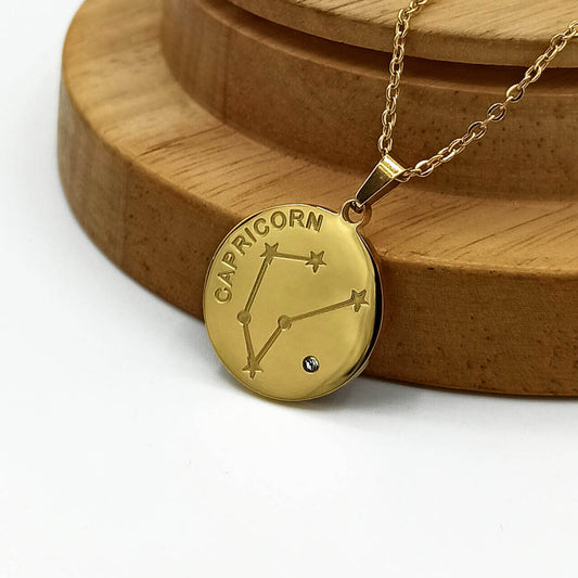 Buy Capricorn Zodiac Necklace, Gold Stainless Steel in Pakistan
