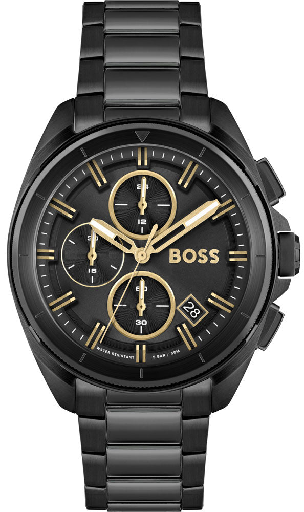 Strap Boss Chronograph Volane Mens Black 45mm Black 5a Watch Dial Hugo