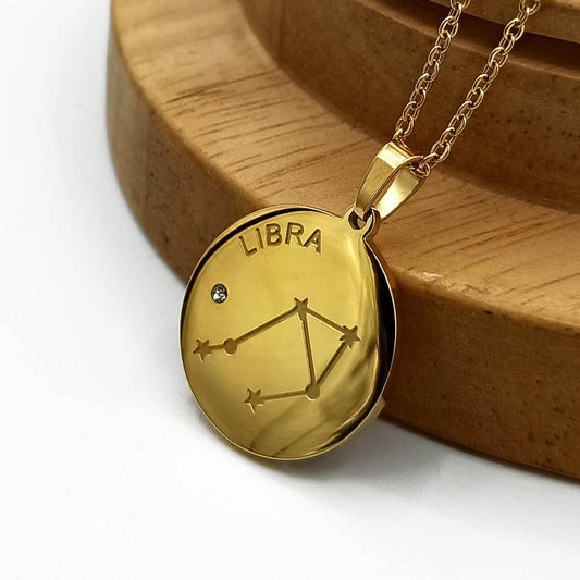 Buy Libra Zodiac Necklace, Gold Stainless Steel in Pakistan