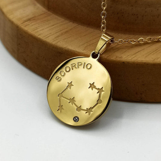 Buy Scorpio Zodiac Necklace, Gold Stainless Steel in Pakistan