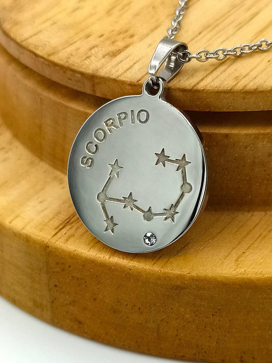 Buy Scorpio Zodiac Necklace, Silver Stainless Steel in Pakistan