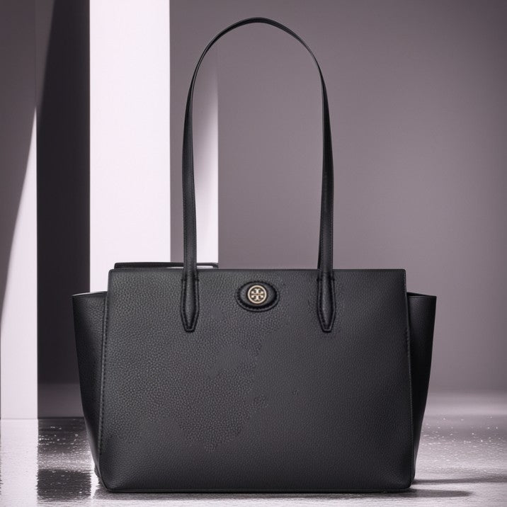 Tory burch black discount pebbled leather tote