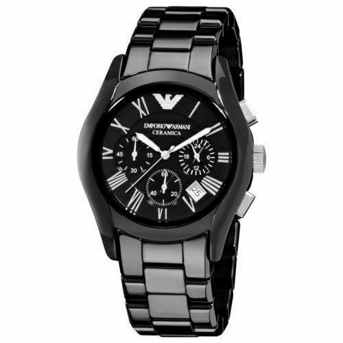 Emporio Armani Chronograph Quartz Ceramic Chain Black Dial 43mm Watch