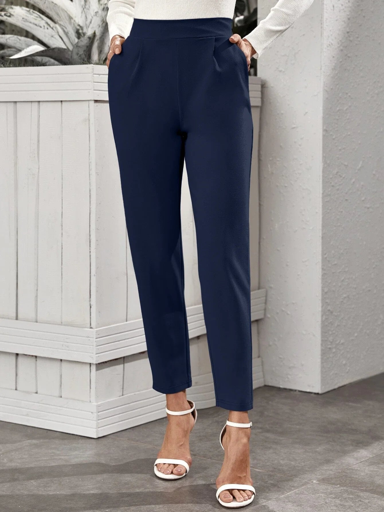 Buy Shein High Rise Slant Pocket Tapered Pants in Pakistan