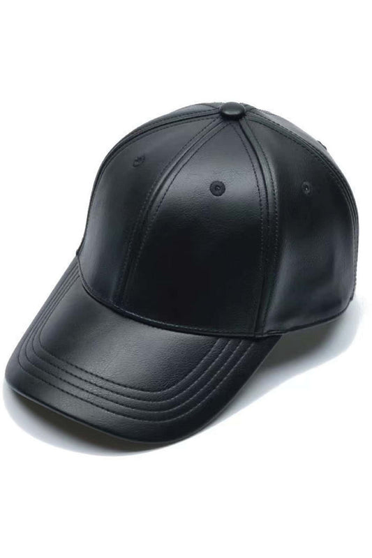 Buy Shein Men Solid PU Baseball Cap - Black in Pakistan