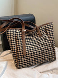Buy Shein Houndstooth Knot Detail Shoulder Tote Bag in Pakistan