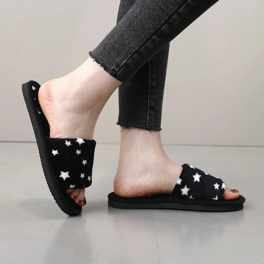 Buy Shein Star Pattern Fluffy Bedroom Slippers in Pakistan