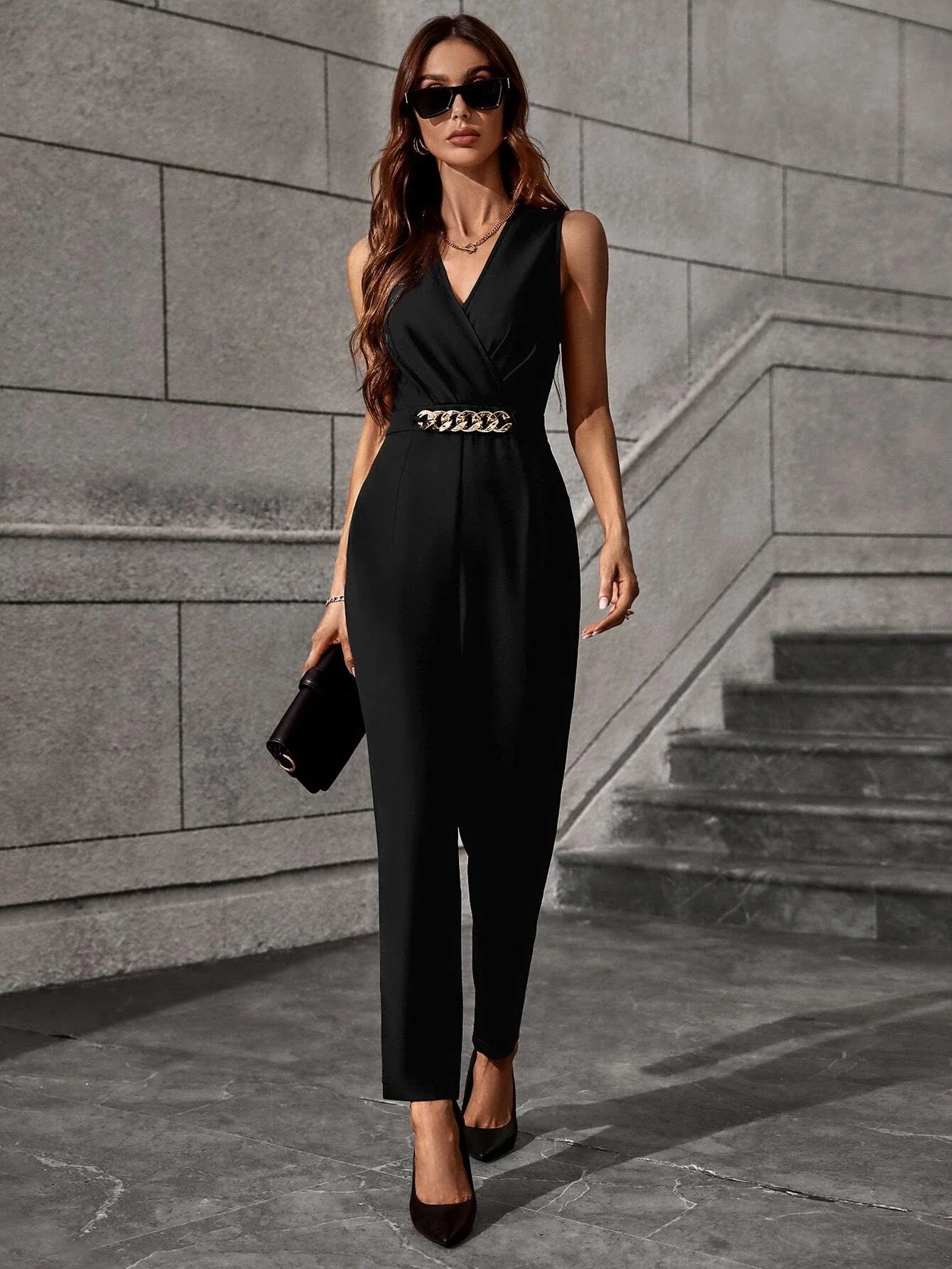 Buy Shein Solid Chain Detail Jumpsuit in Pakistan
