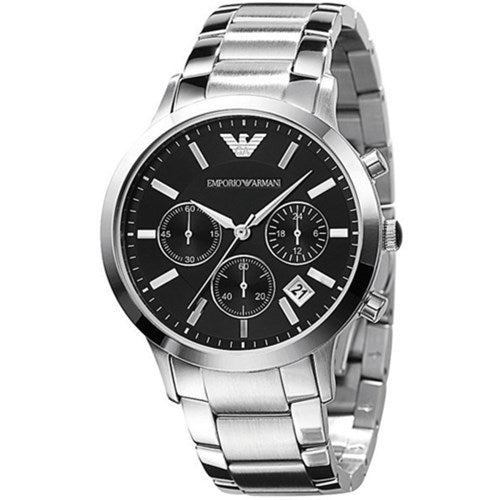 Emporio Armani Men's AR2434 Chronograph Stainless Steel Black Dial Watch :  Armani: : Clothing, Shoes & Accessories