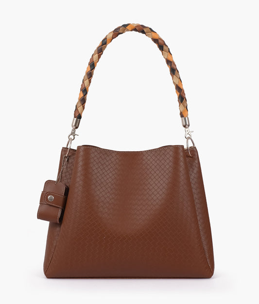 Buy Weaved Handbag With Braided Handle - Brown in Pakistan