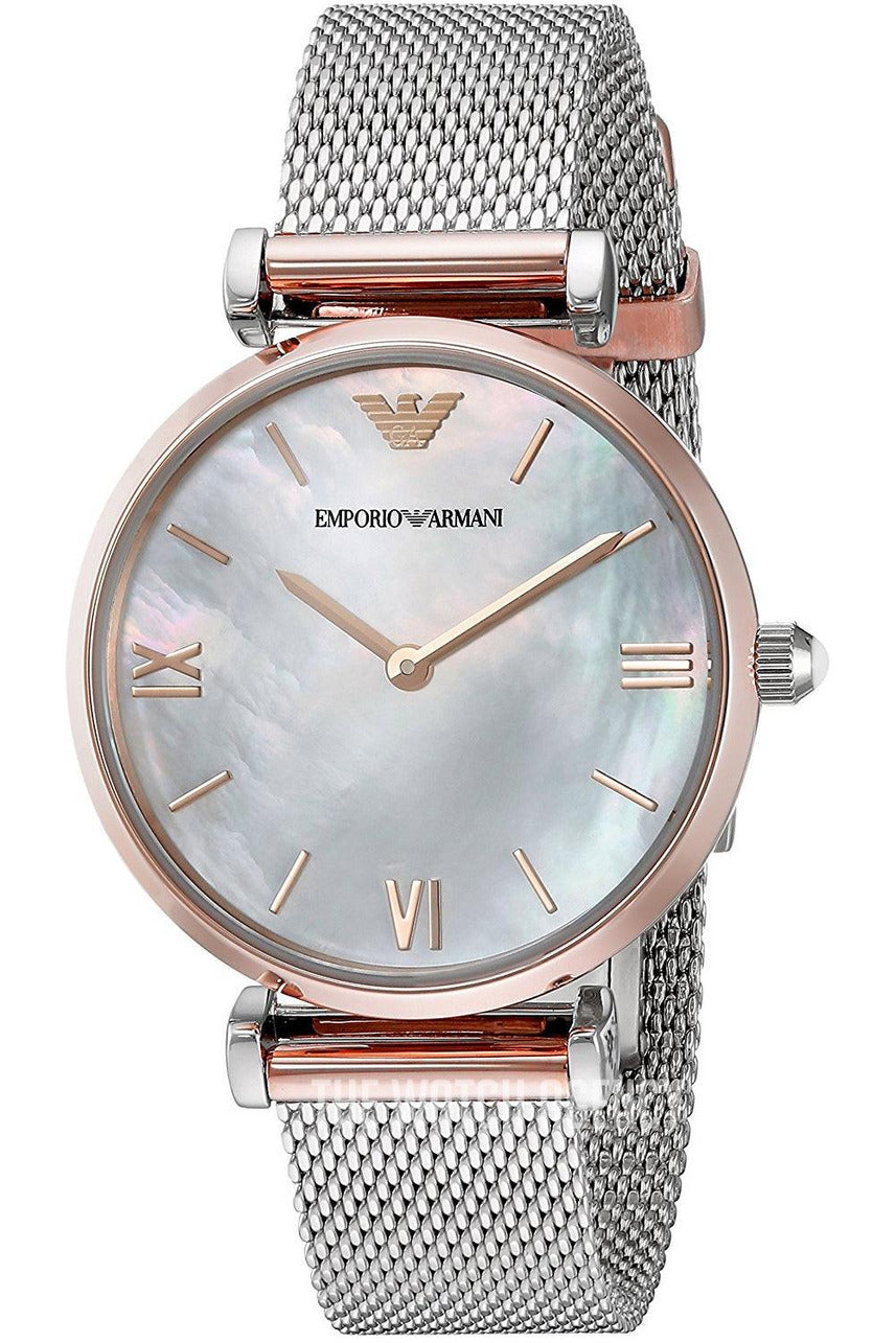 Emporio Armani Women s Analog Stainless Steel Mother of pearl Dial 32m