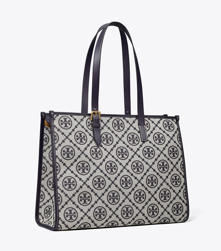 Tory Burch Perry T Monogram Triple Compartment Tote Bag - Royal Navy