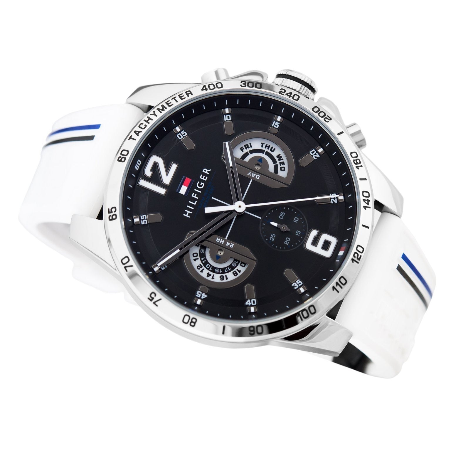 Buy Tommy Hilfiger Mens Quartz Silicone Strap Black Dial 46mm Watch - 1791475 in Pakistan