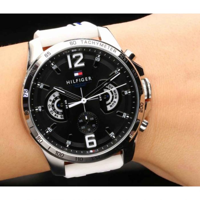 Buy Tommy Hilfiger Mens Quartz Silicone Strap Black Dial 46mm Watch - 1791475 in Pakistan