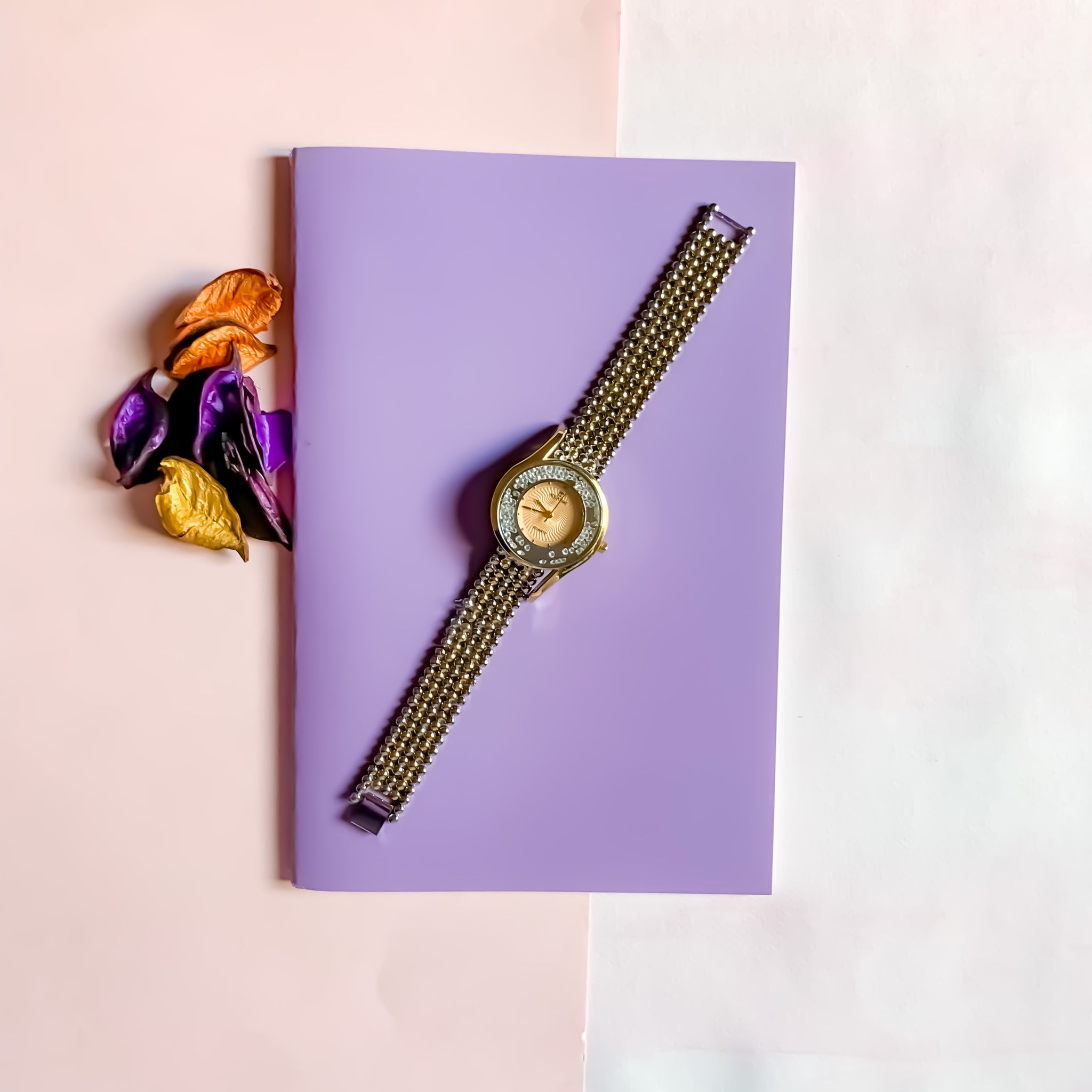 Buy Women Watch Premium Wrist 3 Golden Dial Gift Set Box in Pakistan
