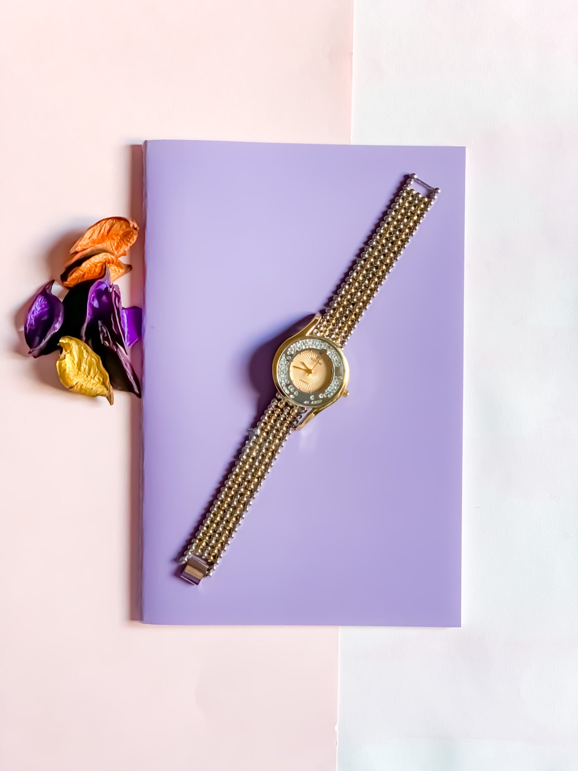 Buy Women Watch Premium Wrist 3 Golden Dial Gift Set Box in Pakistan