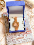 Buy Women Watch Premium Wrist 3 Rosegold Dial Gift Set Box in Pakistan