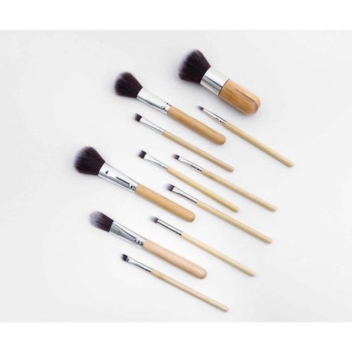 Buy Brush 11 Pcs Travel Portable Bamboo Handle Make Up Brushes Set With Pouch MultiColor in Pakistan