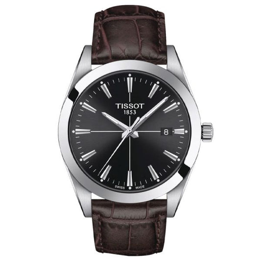 Buy Tissot Men’s Swiss Made Quartz Brown Leather Strap Black Dial 40mm Watch T127.410.16.051.01 in Pakistan