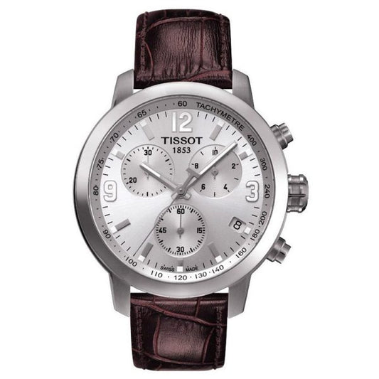 Buy Tissot Men’s Quartz Swiss Made Brown Leather Strap Silver Dial 42mm Watch T055.417.16.037.00 in Pakistan
