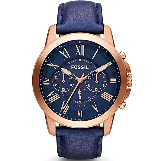 Buy Fossil Men's Quartz Chronograph Blue Leather Strap Blue Dial 44mm Watch FS4835 in Pakistan