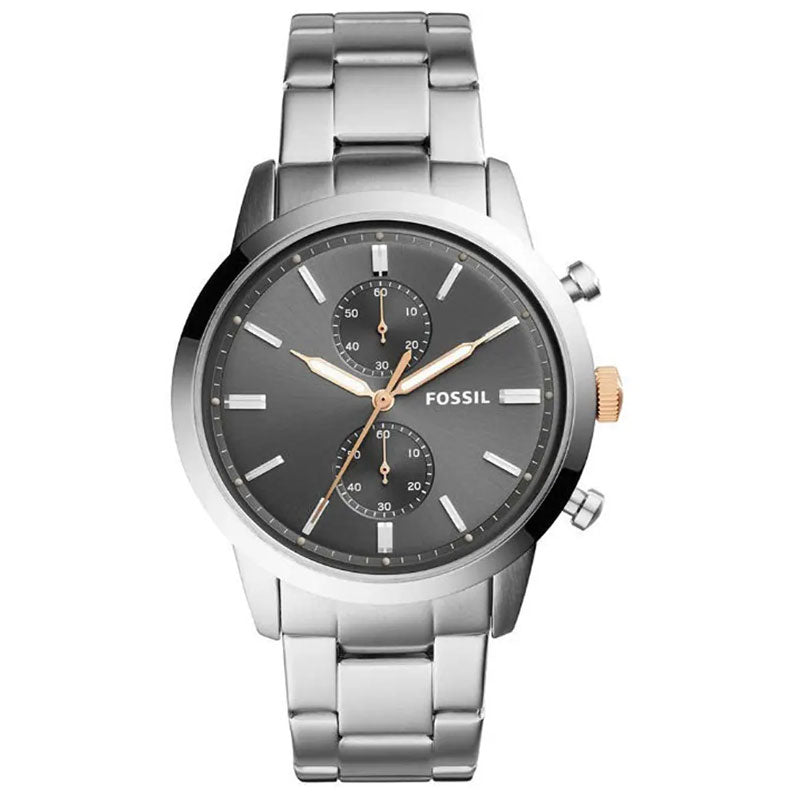 Buy Fossil Men's Chronograph Silver Stainless Steel Grey Dial 44mm Watch FS5407 in Pakistan