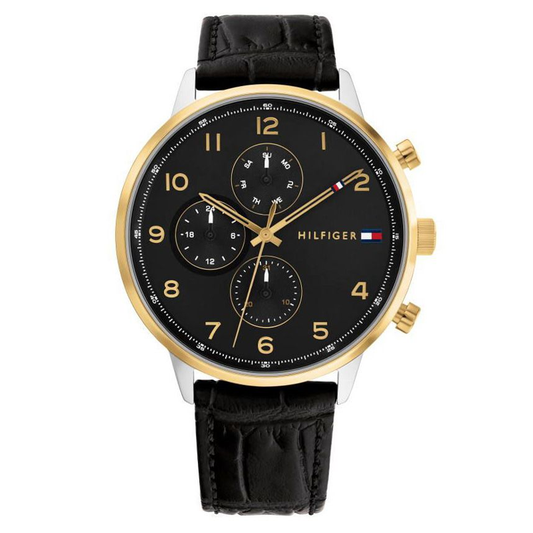 Buy Tommy Hilfiger Leonard Black Dial Black Leather Strap Watch for Men - 1791986 in Pakistan