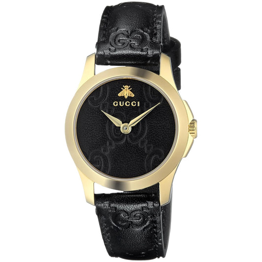 Buy Gucci Women's Swiss Made Quartz Black Leather Strap Black Dial 27mm Watch YA126581A in Pakistan