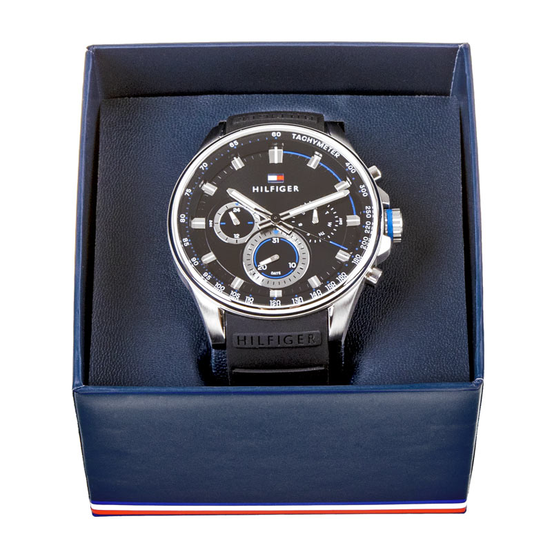 Buy Tommy Hilfiger Max Black Dial Black Rubber Strap Watch for Men - 1791971 in Pakistan