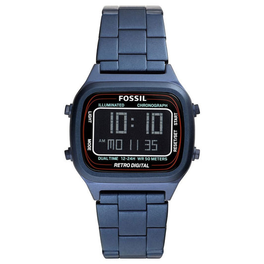 Buy Fossil Men's Digital Blue Stainless Steel Negative Display Dial 40mm Watch FS5896 in Pakistan