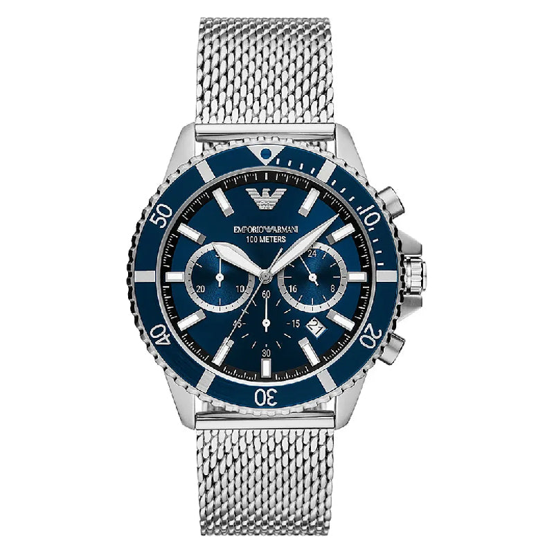 Buy Emporio Armani Men's Quartz Silver Stainless Steel Blue Dial 43mm Watch AR11587 in Pakistan