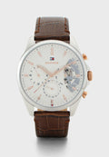 Buy Tommy Hilfiger Mens Quartz Leather Strap Silver Dial 44mm Watch - 1710450 in Pakistan