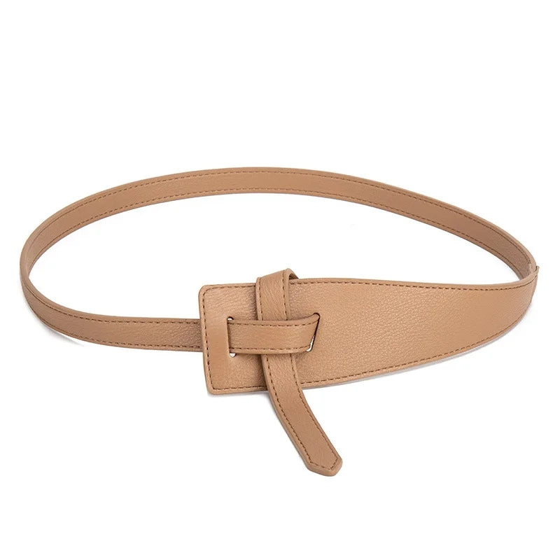 Buy Shein Double Sided Pu Leather Tie Knot Coat Belt - Beige in Pakistan