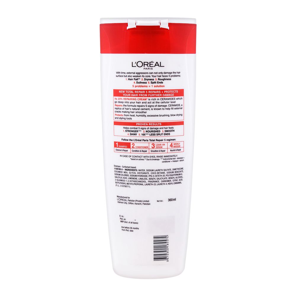 Buy L'oreal Paris Elvive Total Repair 5 Shampoo For Damaged Hair 360  - Ml in Pakistan