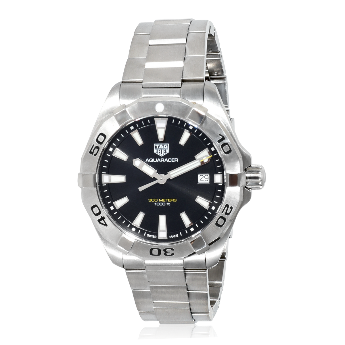 Buy Tag Heuer Aquaracer Black Dial Silver Steel Strap Watch for Men - WBD1110.BA0928 in Pakistan