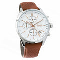 Buy Hugo Boss Mens Chronograph Quartz Leather Strap White Dial 44mm Watch - 1513475 in Pakistan