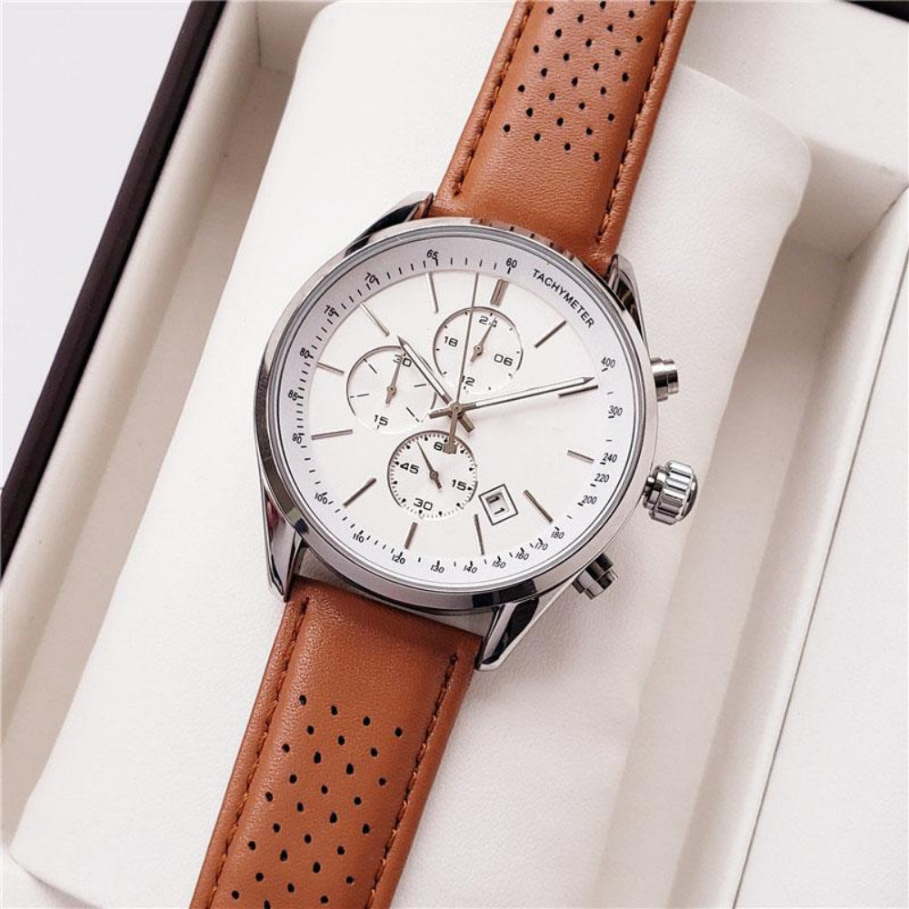 Buy Hugo Boss Mens Chronograph Quartz Leather Strap White Dial 44mm Watch - 1513475 in Pakistan