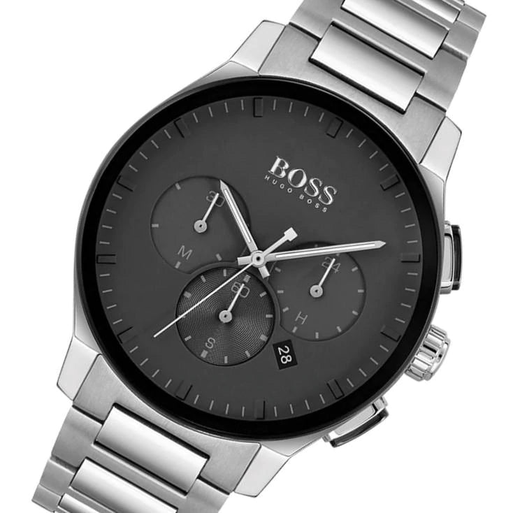 Buy Hugo Boss Mens Chronograph Quartz Stainless Steel Black Dial 44mm Watch - 1513762 in Pakistan