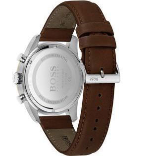 Buy Hugo Boss Mens Quartz Brown Leather Strap Silver Dial 44mm Watch - 1513786 in Pakistan