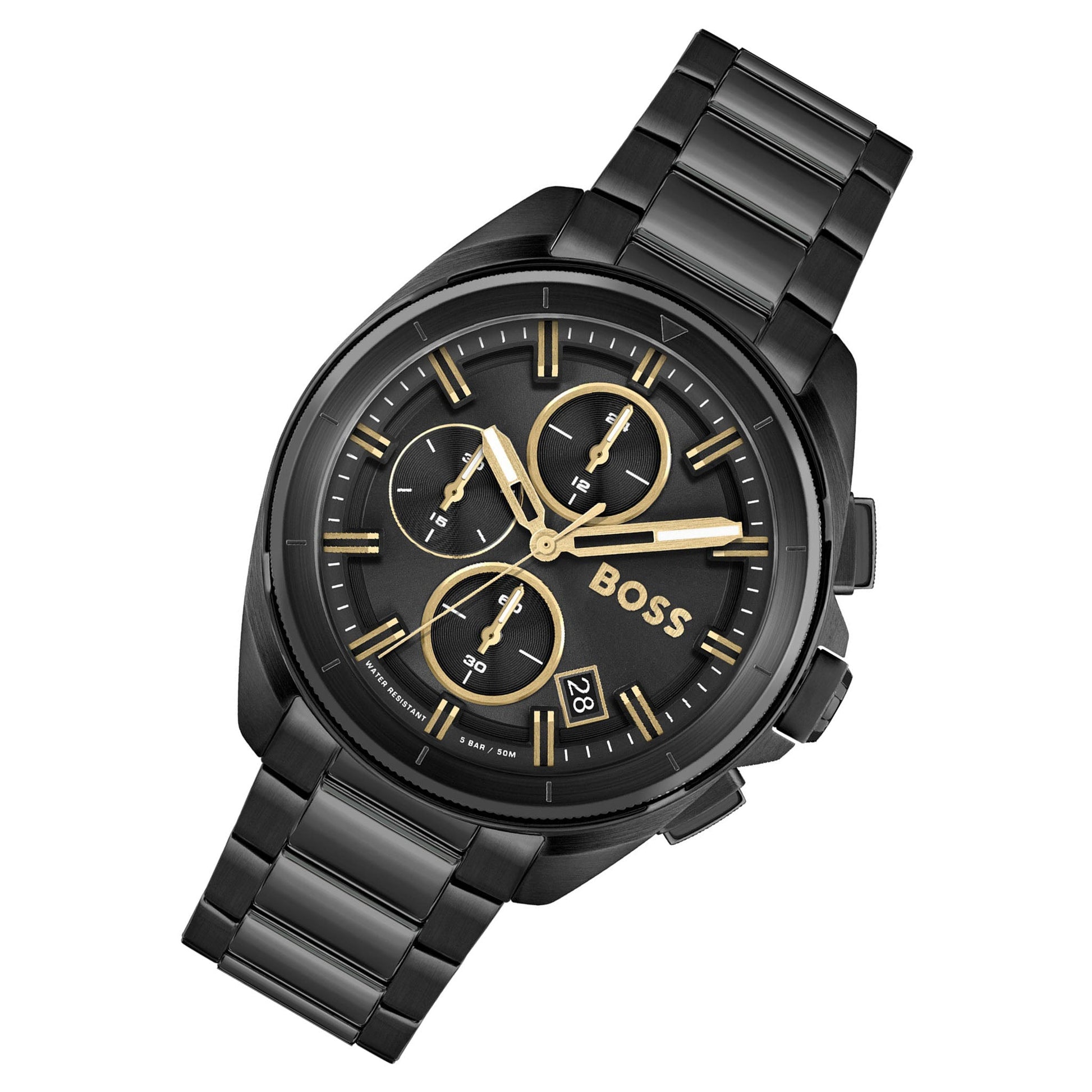 Buy Hugo Boss Volane Chronograph Black Dial Black Strap Mens Watch 45mm 5atm - 1513950 in Pakistan