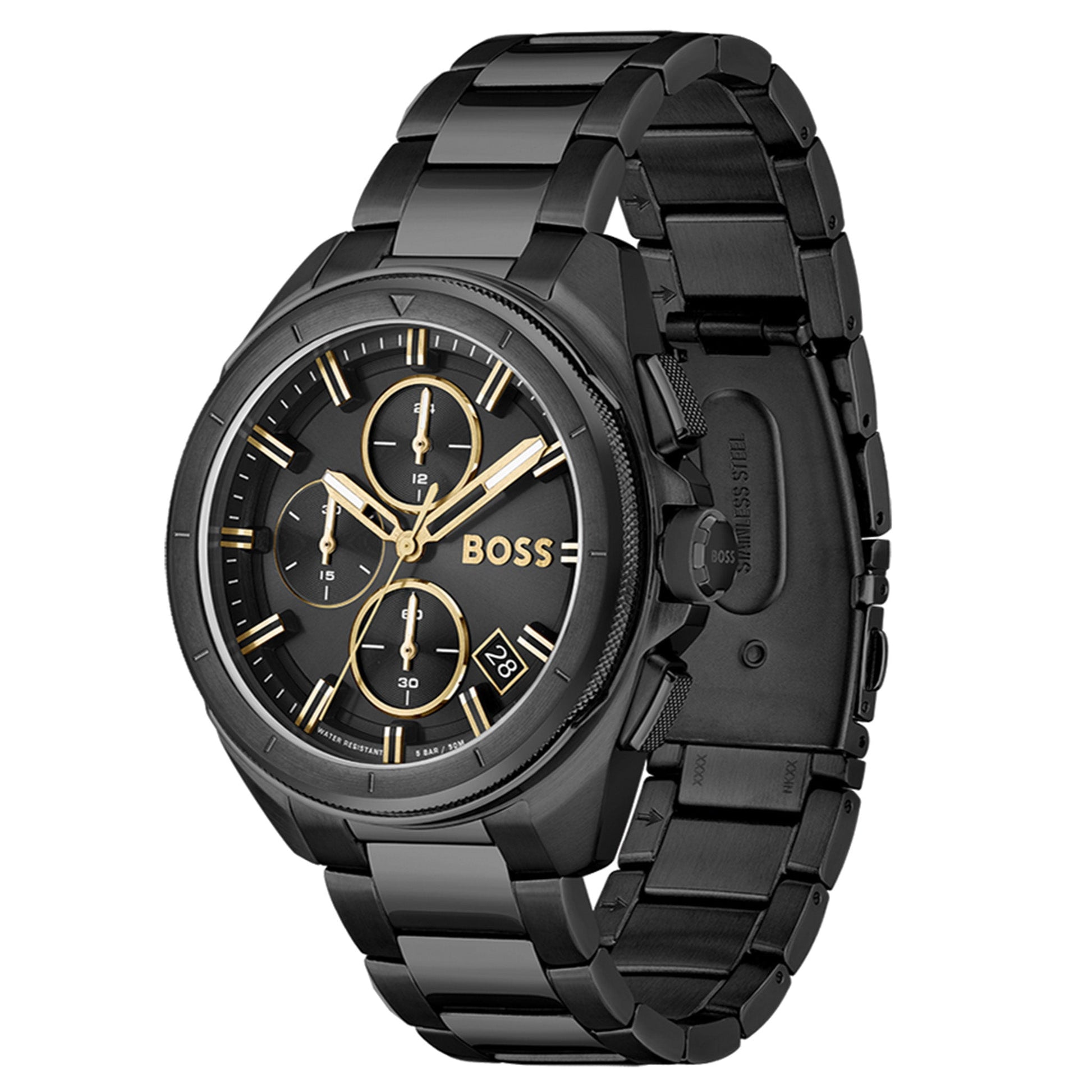 Buy Hugo Boss Volane Chronograph Black Dial Black Strap Mens Watch 45mm 5atm - 1513950 in Pakistan