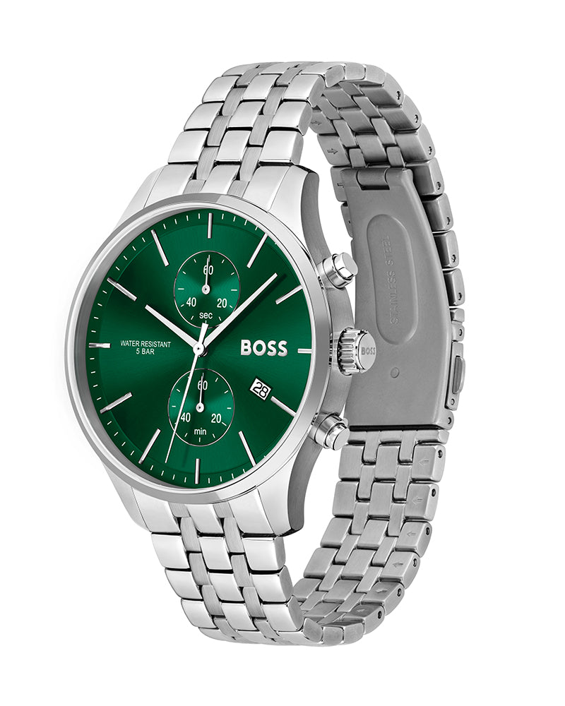 Buy Hugo Boss Mens Quartz Silver Stainless Steel Green Dial 42mm Watch - 1513975 in Pakistan