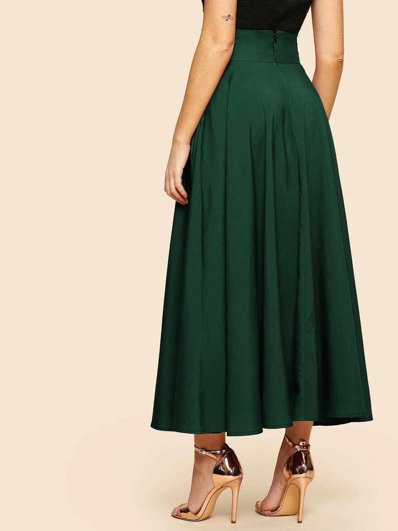 Buy SHEIN Modely Knot Front Zip Back Flare Skirt in Pakistan