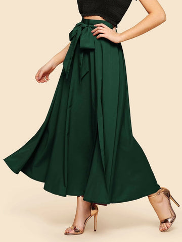 Buy SHEIN Modely Knot Front Zip Back Flare Skirt in Pakistan