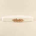 Buy Shein Metal Leaf Decor Buckle Elastic Belt - White in Pakistan