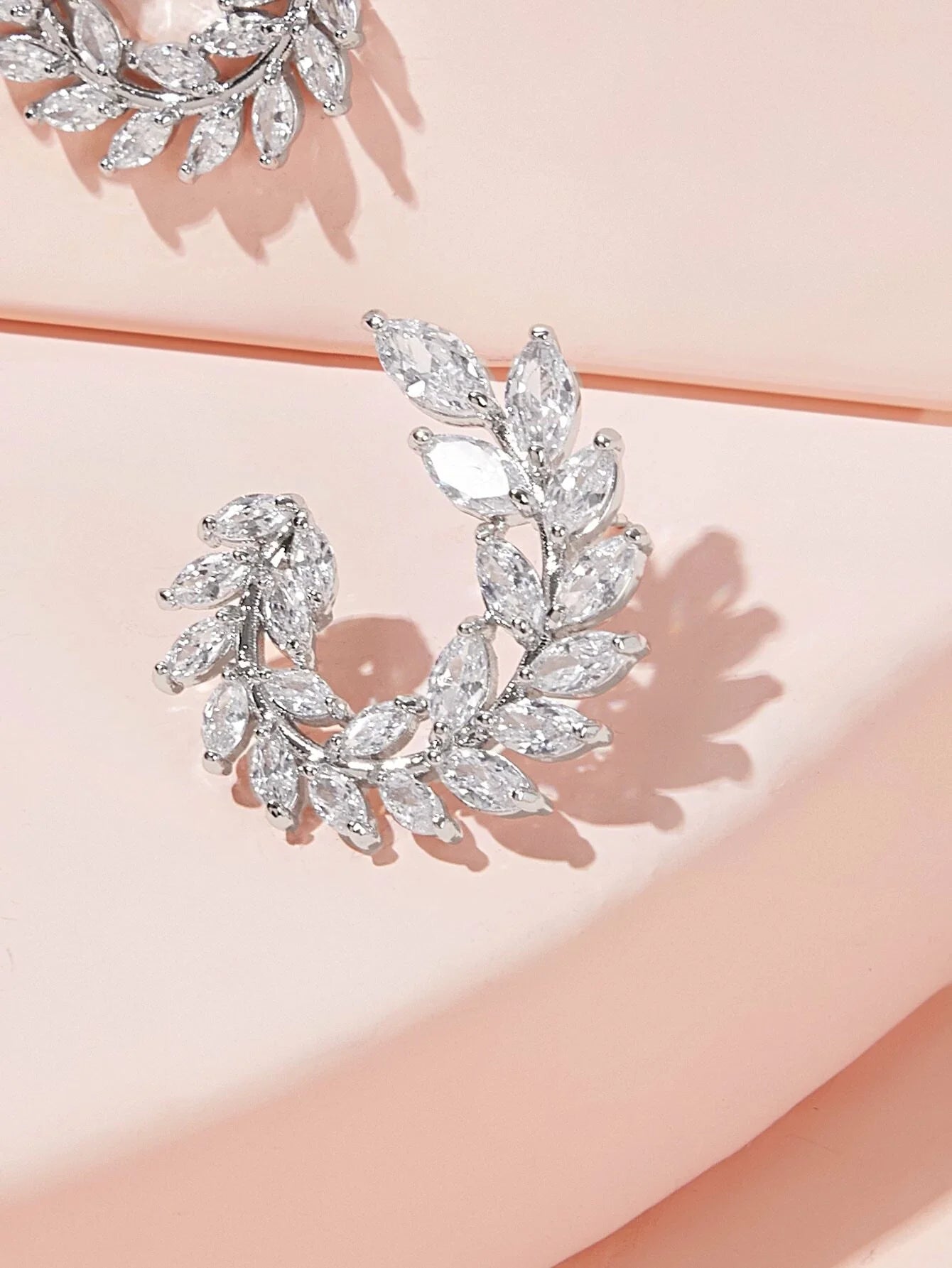 Buy Shein Rhinestone Leaf Hoop Earrings 1pair in Pakistan