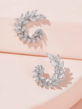 Buy Shein Rhinestone Leaf Hoop Earrings 1pair in Pakistan