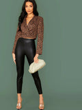 Buy SHEIN Elastic Waist Seam Front Leather Look Pants in Pakistan