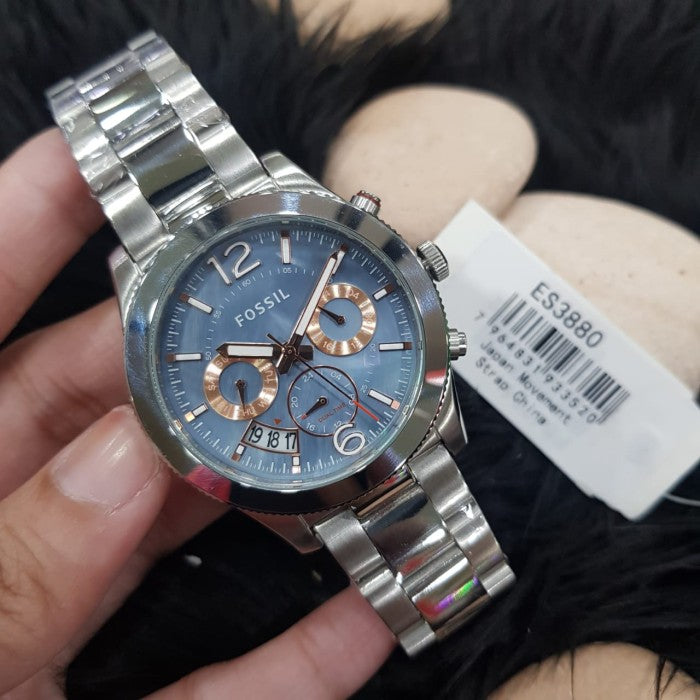 Buy Perfect Boyfriend Blue Dial Silver Steel Strap Watch For Women in Pakistan